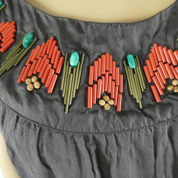 Anthropologie Charcoal Blouse with Red Accents - Picture 6 of 11